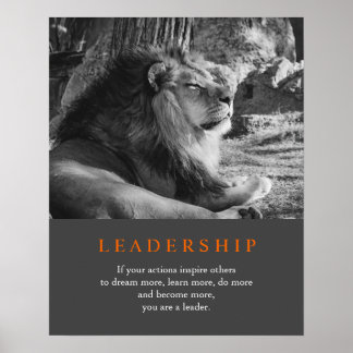 Affiche Lion de leadership motivationnel tendance noir et