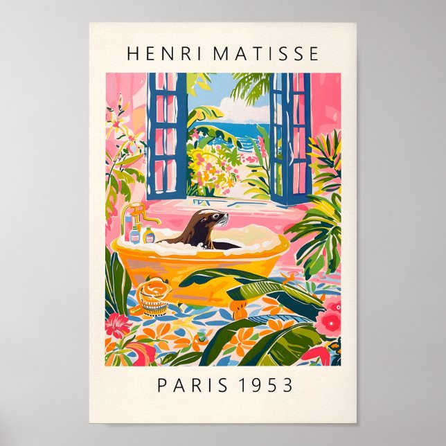 Affiche Lion De Mer Dans La Baignoire Drôle Poster, Matiss (Devant)