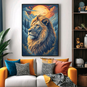 Affiche Lion de montagne doré