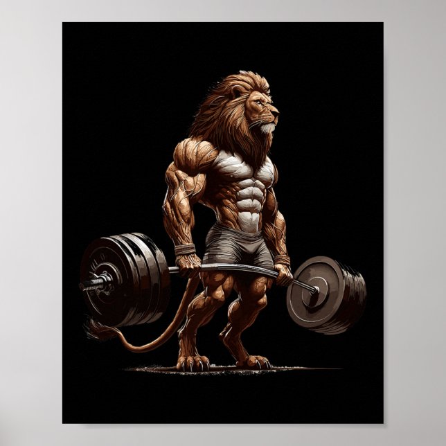 Affiche Lion DeadLevant Gymnase Humour Poids Fitness (Devant)