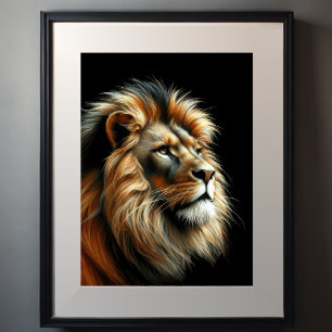 Affiche Lion Dessin Pastel Dur