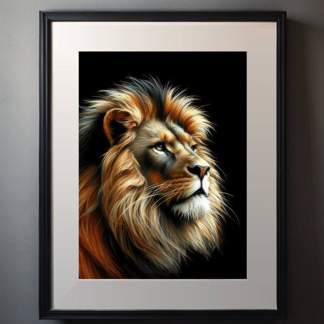 Affiche Lion Dessin Pastel Dur (Créateur téléchargé)