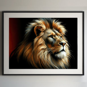 Affiche Lion Dessin Pastel Dur
