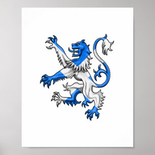 Affiche Lion écossais Rampant Saint Andrew Croix Couleurs