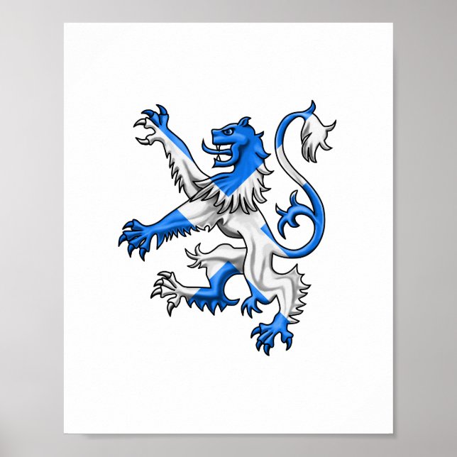 Affiche Lion écossais Rampant Saint Andrew Croix Couleurs (Devant)