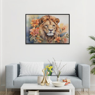 Affiche Lion en fleur fin Serene animal sauvage