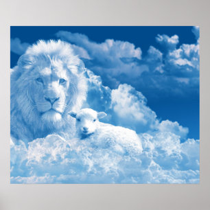 Affiche Lion et agneau dans les nuages