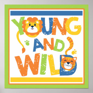 Affiche Lion et Tigre Sauvage
