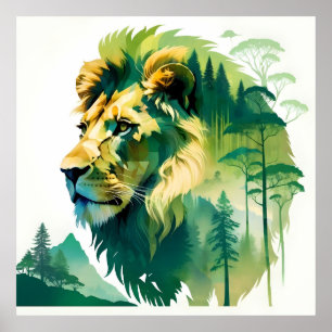Affiche Lion Faune Animal Nature Environnement Jungle Art