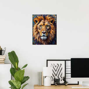 Affiche Lion Féroce en Gros Plan