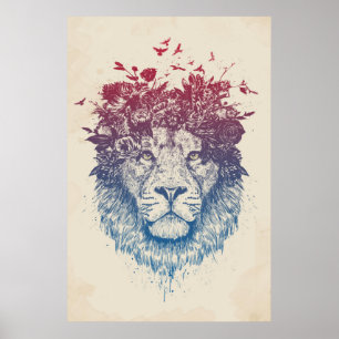 Affiche Lion floral III