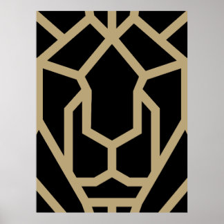 Affiche lion géométrique animal abstrait art moderne noir