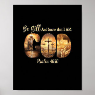 Affiche Lion God Christian Be Still And Know That I Am God