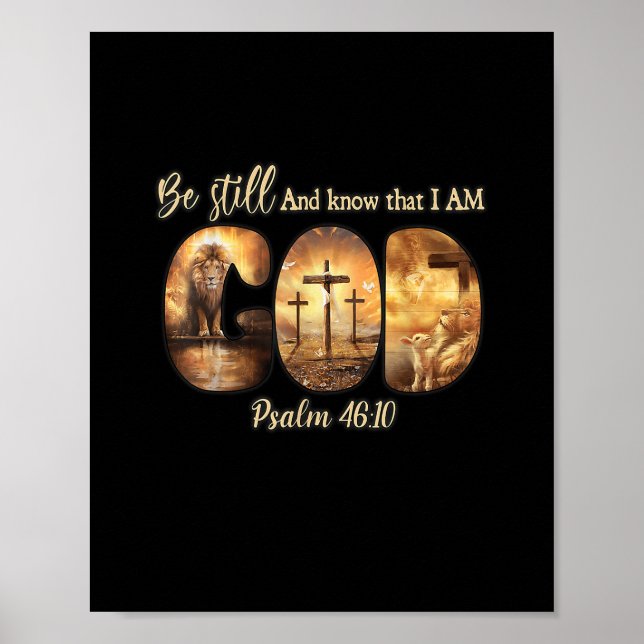 Affiche Lion God Christian Be Still And Know That I Am God (Devant)