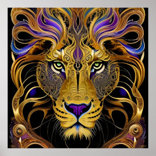 Affiche Lion Gold Filigree