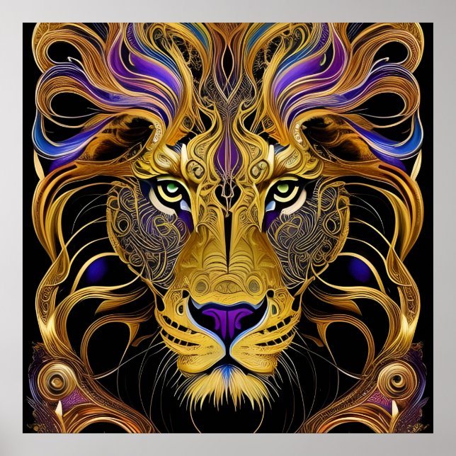 Affiche Lion Gold Filigree (Devant)