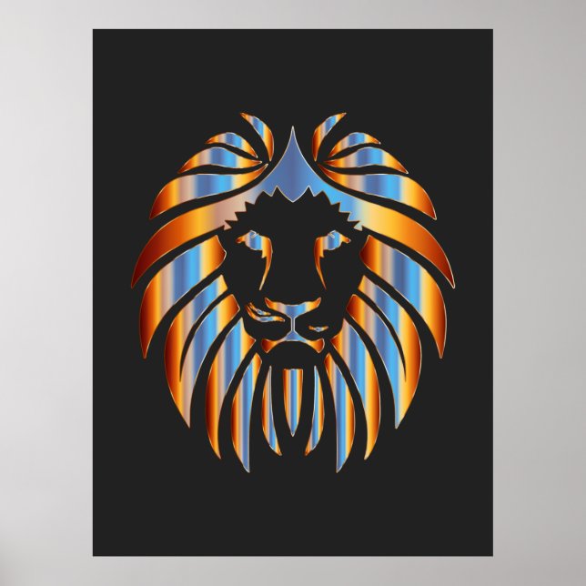 Affiche Lion, Gros Chat, design chromatique, (Devant)
