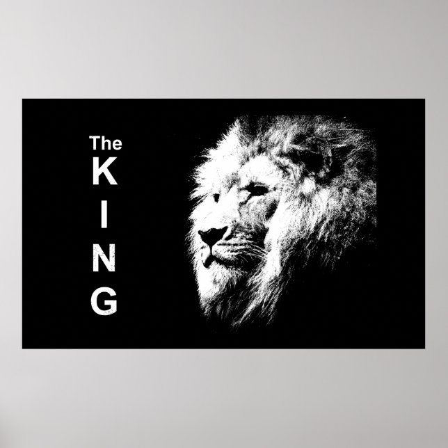 Affiche Lion Head Black & White Modern Pop Art Modèle (Devant)