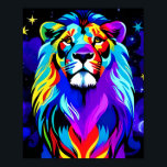 Affiche Lion - Inspiration Colorée Pop Art<br><div class="desc">Ce lion coloré inspiré est inspiré par le courage et l'inspiration. Ce lion qui regarde les étoiles est fier et fort.</div>