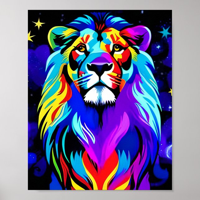 Affiche Lion - Inspiration Colorée Pop Art (Devant)