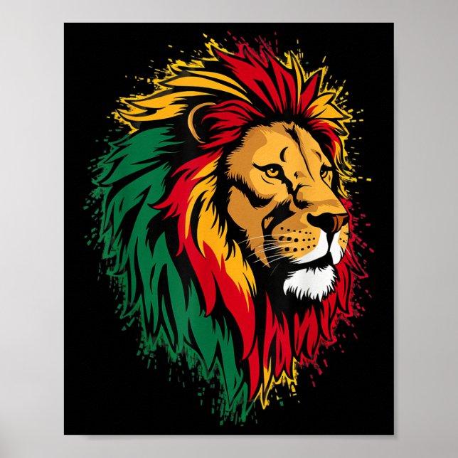 Affiche Lion Jamaïcain Rasta Drapeau Lion De Judah Re (Devant)