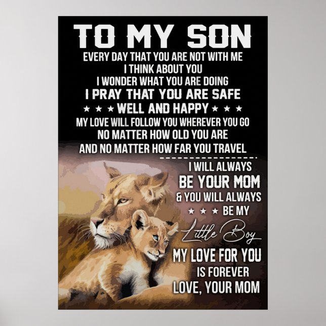 Affiche Lion Lover À Mon Fils Lion (Devant)
