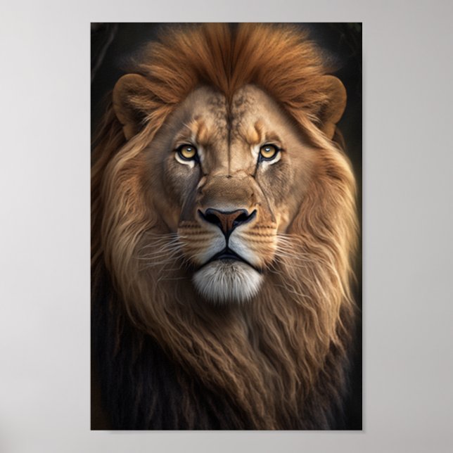 Affiche Lion majestueux avec de beaux manches (Devant)