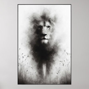 Affiche Lion Majestueux Dans La Mist Douce