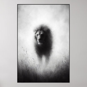 Affiche Lion Majestueux Dans La Mist Douce