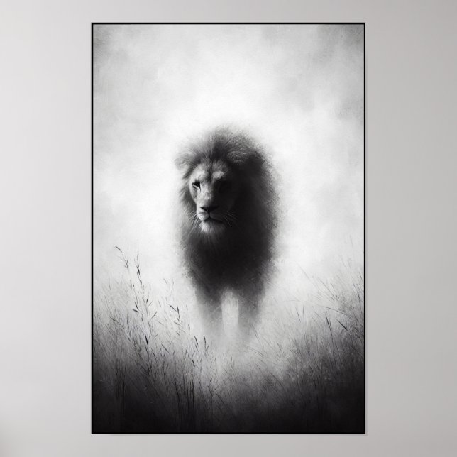 Affiche Lion Majestueux Dans La Mist Douce (Devant)