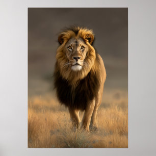 Affiche Lion majestueux dans la savane d'or