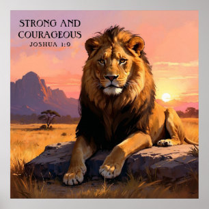Affiche Lion majestueux en peinture religieuse sauvage