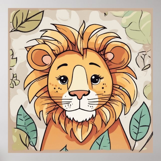 Affiche Lion mignon (Devant)