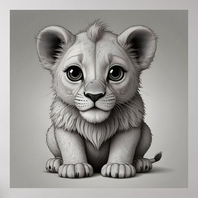 Affiche Lion mignon aux grands yeux (Devant)