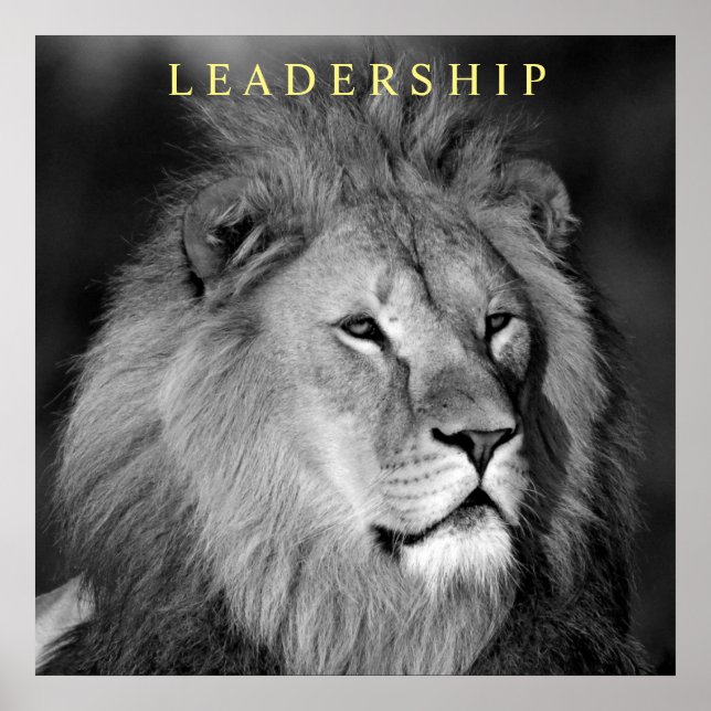 Affiche Lion motivationnel leadership unique noir blanc (Devant)