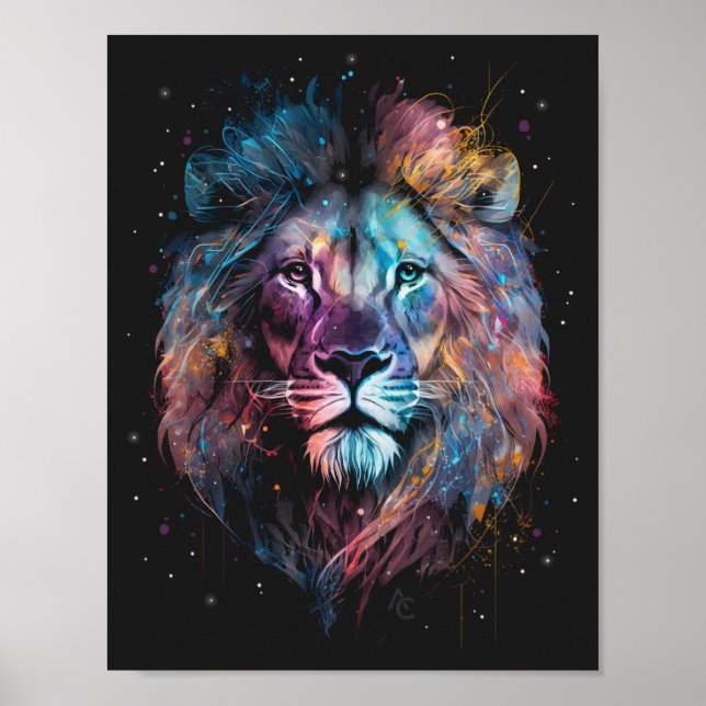 Affiche Lion Nebular - Graffiti Neon Enk Splash Sweatshirt (Devant)