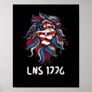 Affiche Lion Not Sheep 1776 USA Flag Independence