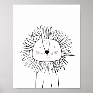 Affiche Lion Nursery Print Zo moderne noir et blanc