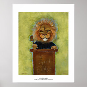 Affiche Lion peinture art original juge juridique avocats
