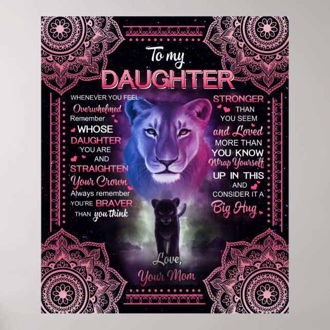 Affiche Lion Personnalisé À Ma Fille De Ta Mère (Devant)