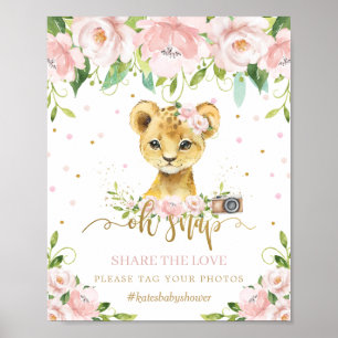 Affiche Lion Pink Floral Tag Photo Oh Snap Share the Love