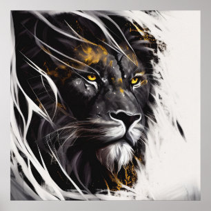Affiche Lion Portrait Animal Peinture Faune Aventure