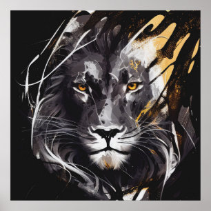 Affiche Lion Portrait Animal Peinture Faune Aventure