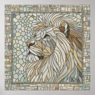 Affiche Lion Portrait Mosaic Art