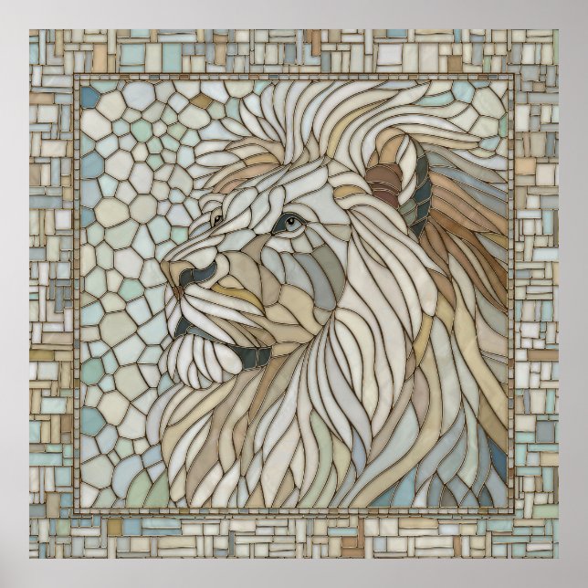 Affiche Lion Portrait Mosaic Art (Devant)