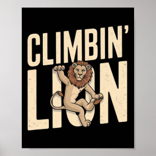 Affiche Lion qui grimpe - Grimpeur drôle
