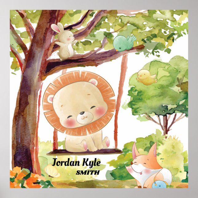 Affiche Lion, renard, lapin et oiseau en ébullition (Devant)