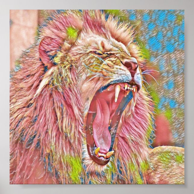 Affiche Lion rocailleux artistique (Devant)