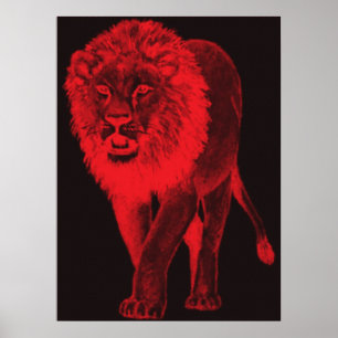Affiche Lion rouge de lueur