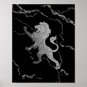 Affiche Lion royal argenté